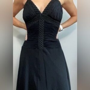 Vintage Black Sangria Flowy Midi Dress